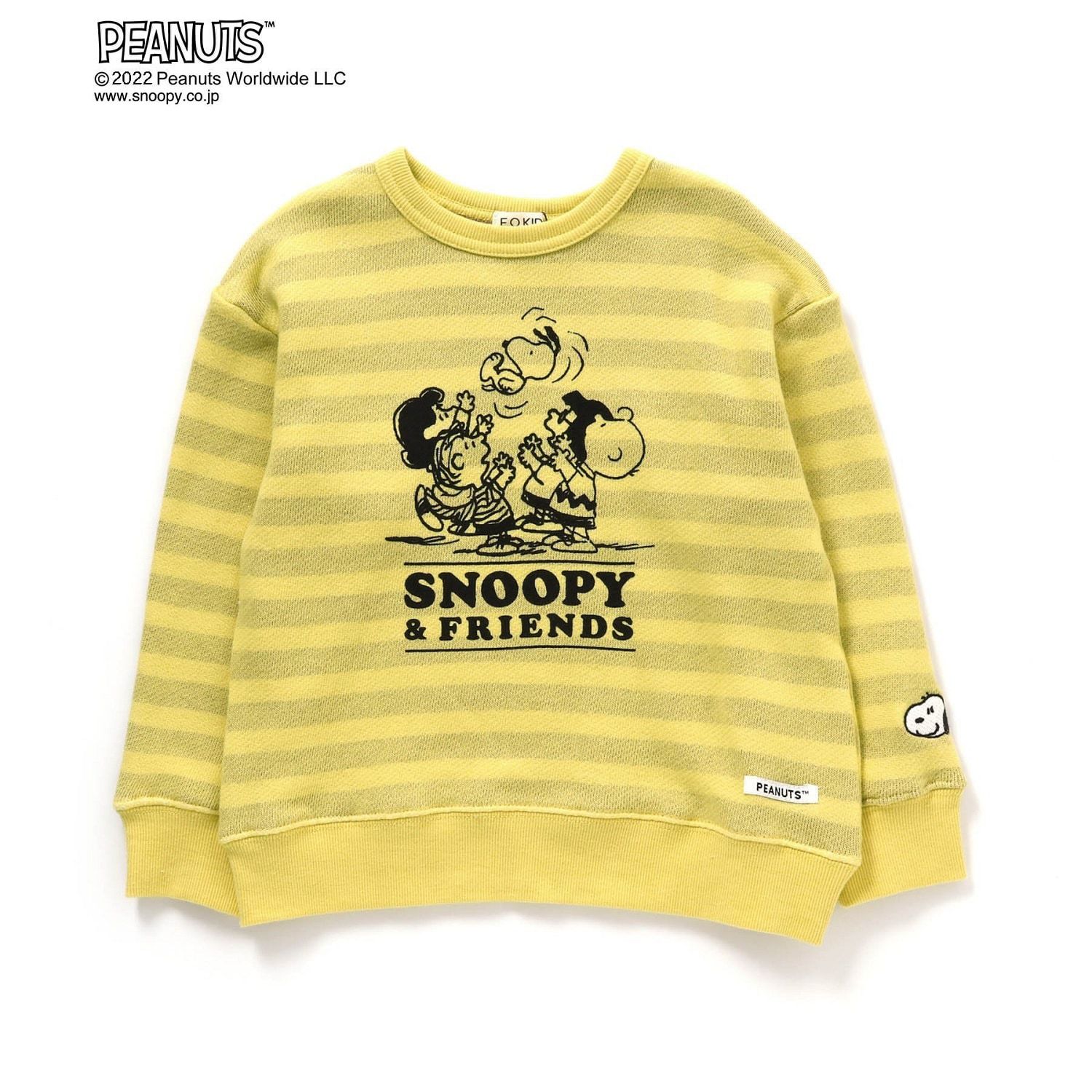 日本千趣會 - 史努比印花圓領長袖上衣-永遠的好友-條紋藍綠