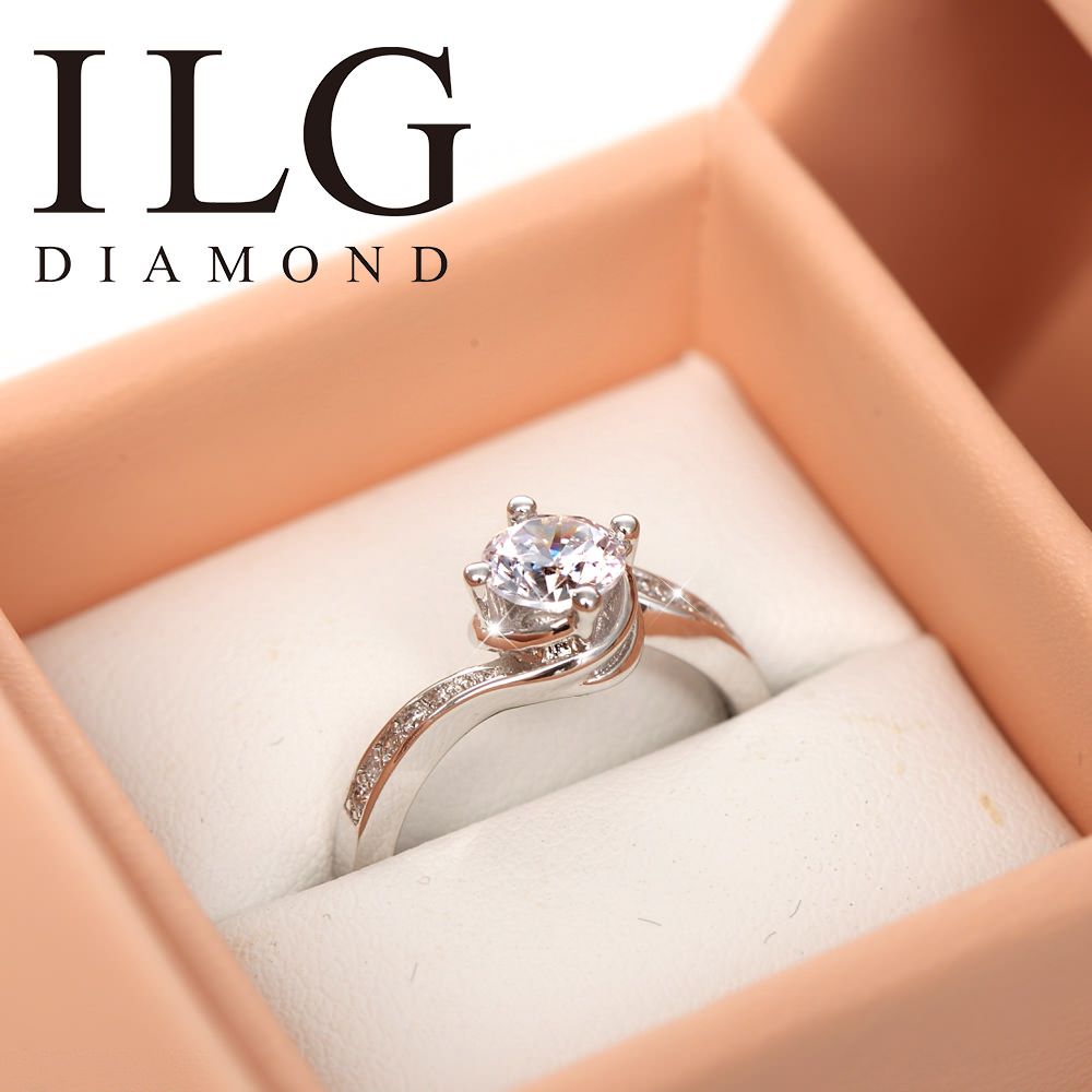 美國ILG鑽飾 - Love flow 流轉愛情 0.75克拉戒指 – 頂級美國ILG Diamond，媲美真鑽亮度的鑽飾【RI099】-加贈高級珠寶級絨布盒1個-外國抗敏材質電鍍頂級白K金色