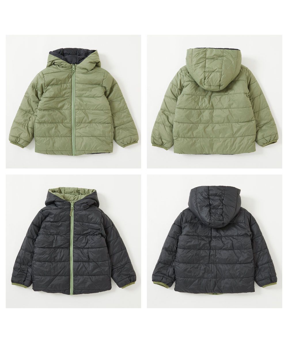 日本 devirock - 雙面穿防風保暖科技羽絨外套-藍紫x淺灰