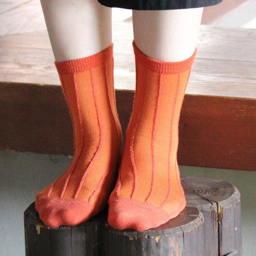 日本女裝代購 - 日本製 羊毛混舒適中筒襪3雙組-條紋-純色條紋 (23-25cm)