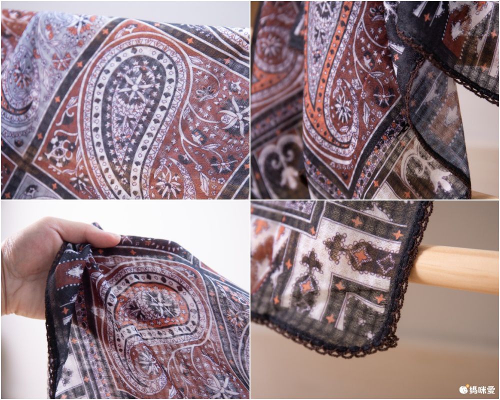 法式棉麻披肩方巾-拼色碎花-黃色 (90x90cm)