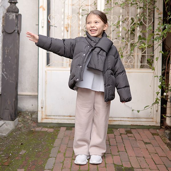 日本 Lycee mine - 馬卡龍色蓬鬆保暖外套(附圍脖)-水藍