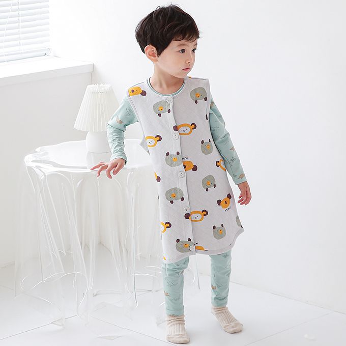 正韓 Cogibu - 極舒適無螢光劑 100% 有機棉幼兒/兒童鋪棉保暖防踢背心-樂園