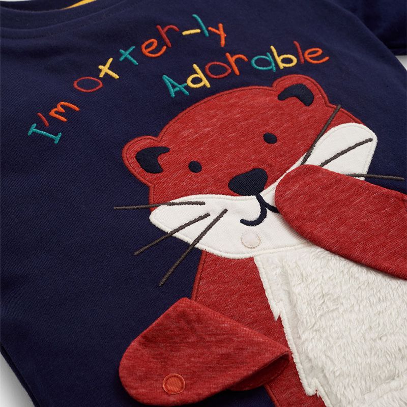 英國 JoJo Maman BeBe - 嬰幼兒100%純棉長袖上衣-可愛水獺 (2-3Y)