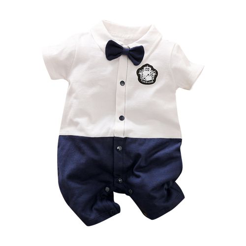 JoyNa - 短袖造型連身包屁衣 童裝 嬰兒連身衣 五星-白色紳士款