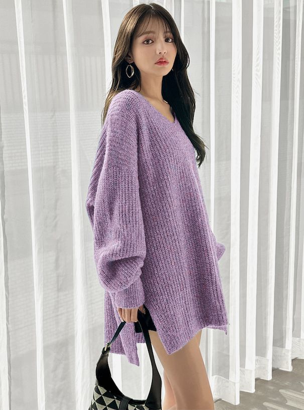 日本 GRL - 慵懶感綁帶長版針織上衣-蘋果綠 (F)