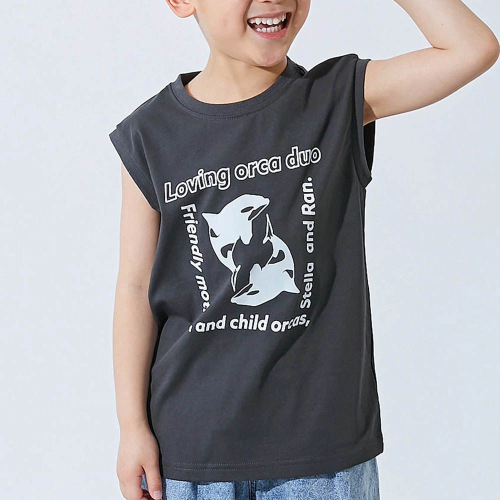 接觸涼感 抗UV變色背心上衣(神戶水族館聯名）-虎鯨-黑