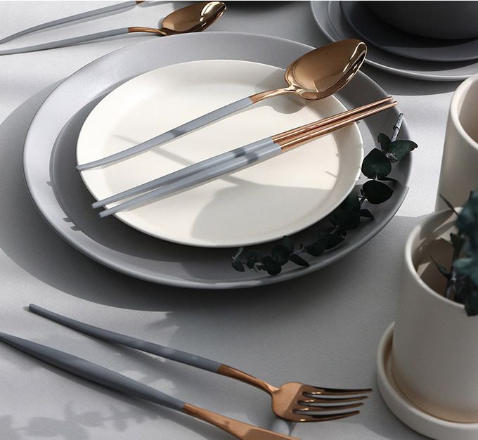 韓國 SSUEIM - Mariebel系列莫蘭迪不鏽鋼餐具2件組