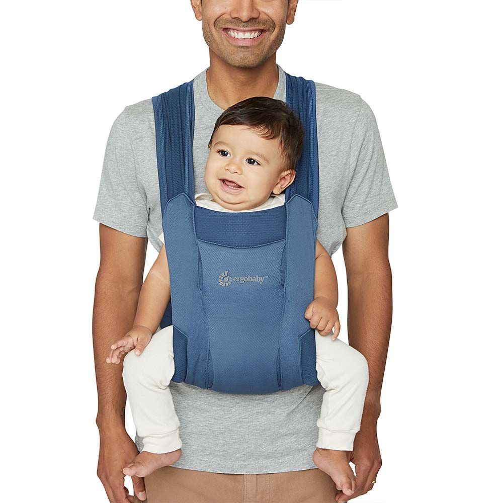 美國 ergobaby - Embrace 環抱二式初生嬰兒背帶柔軟透氣款-藍色