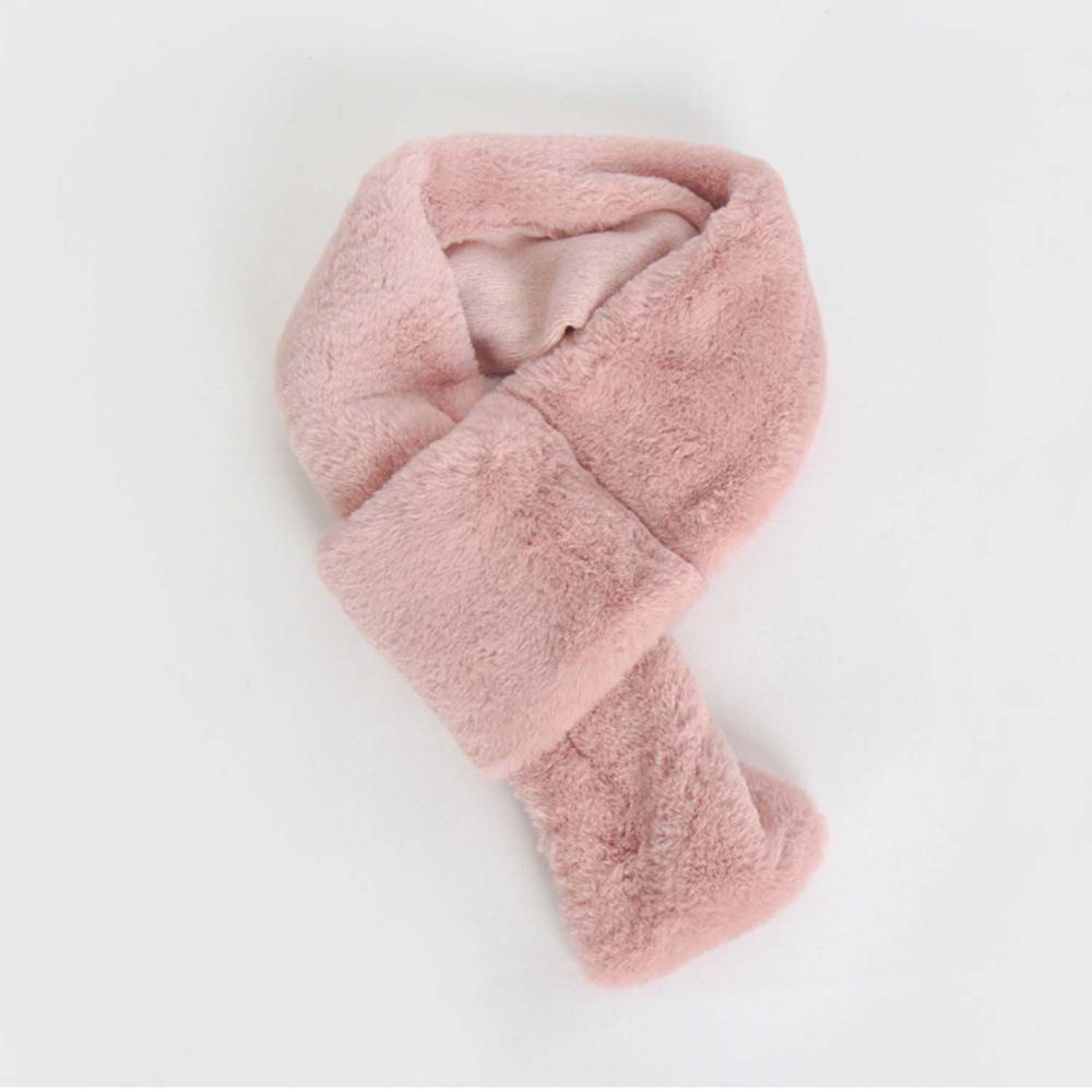 韓國 Babyblee - 絨毛寬版圍巾-粉紅 (FREE)