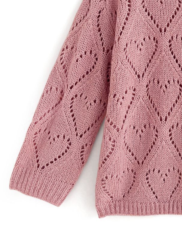 日本 GRL - 愛心鏤空針織上衣-粉紅 (F)