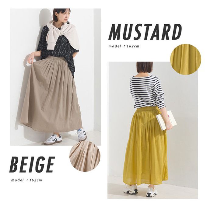 日本 OMNES - 100%印度棉 夏日透氣長裙-淺棕條紋