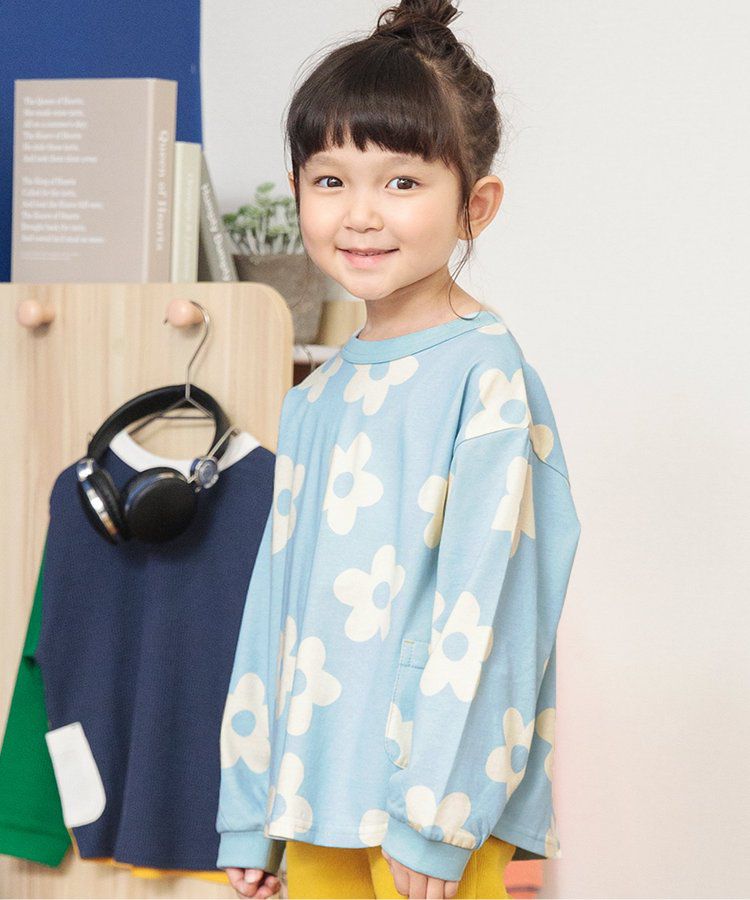 日本 BREEZE - 正反OK！圓領印花長袖上衣-棋盤格-彩色