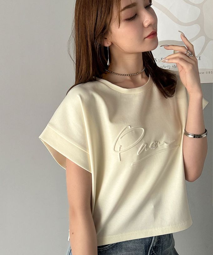 日本 Classical Elf - Java 低調logo印花寬短袖上衣-淺米棕