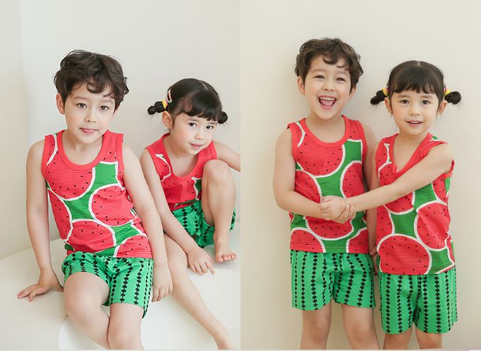 正韓 Puco - 超優質嬰幼兒/兒童無袖100% 有機棉家居服/睡衣-冰涼西瓜