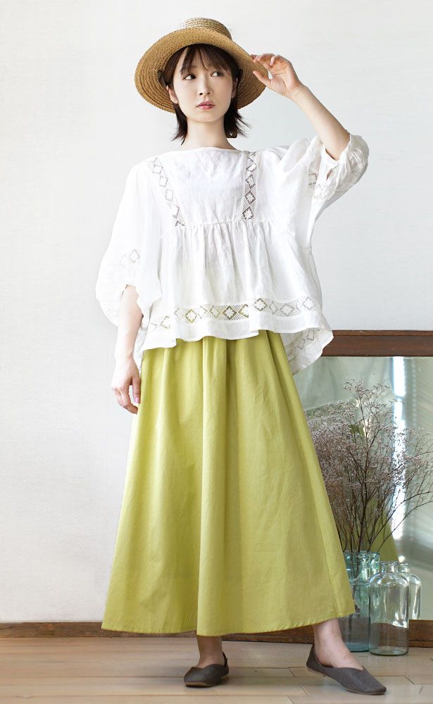 日本 zootie - 純棉仿麻布材質長裙-黃