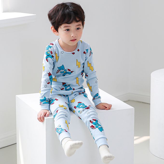 正韓 Cogibu - 極舒適無螢光劑 100% 有機棉幼兒/兒童睡衣/家居服套裝組-閃電俠