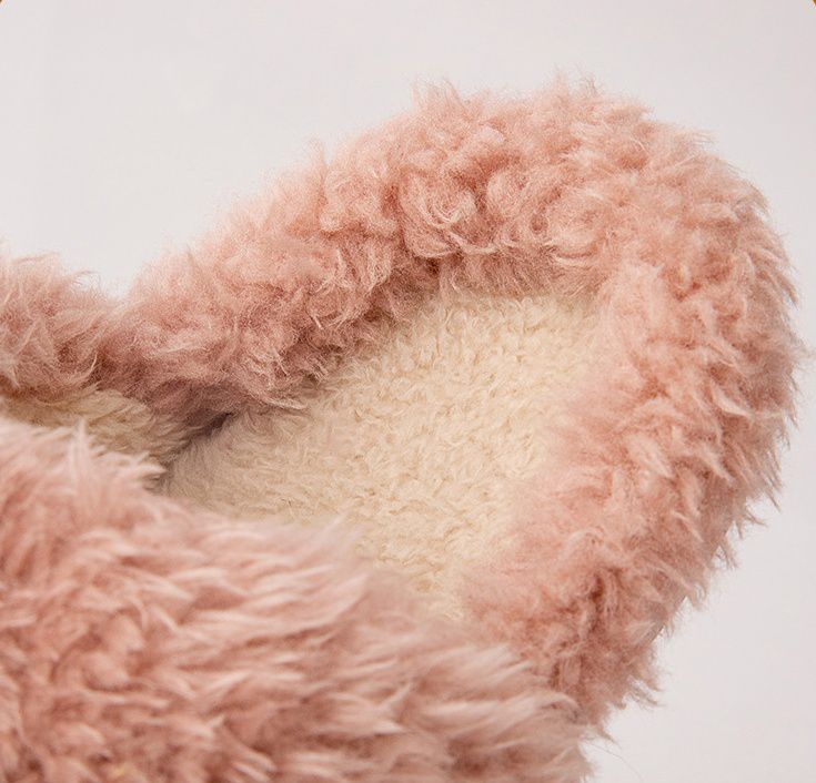 毛毛保暖室內拖鞋-小熊-卡其色