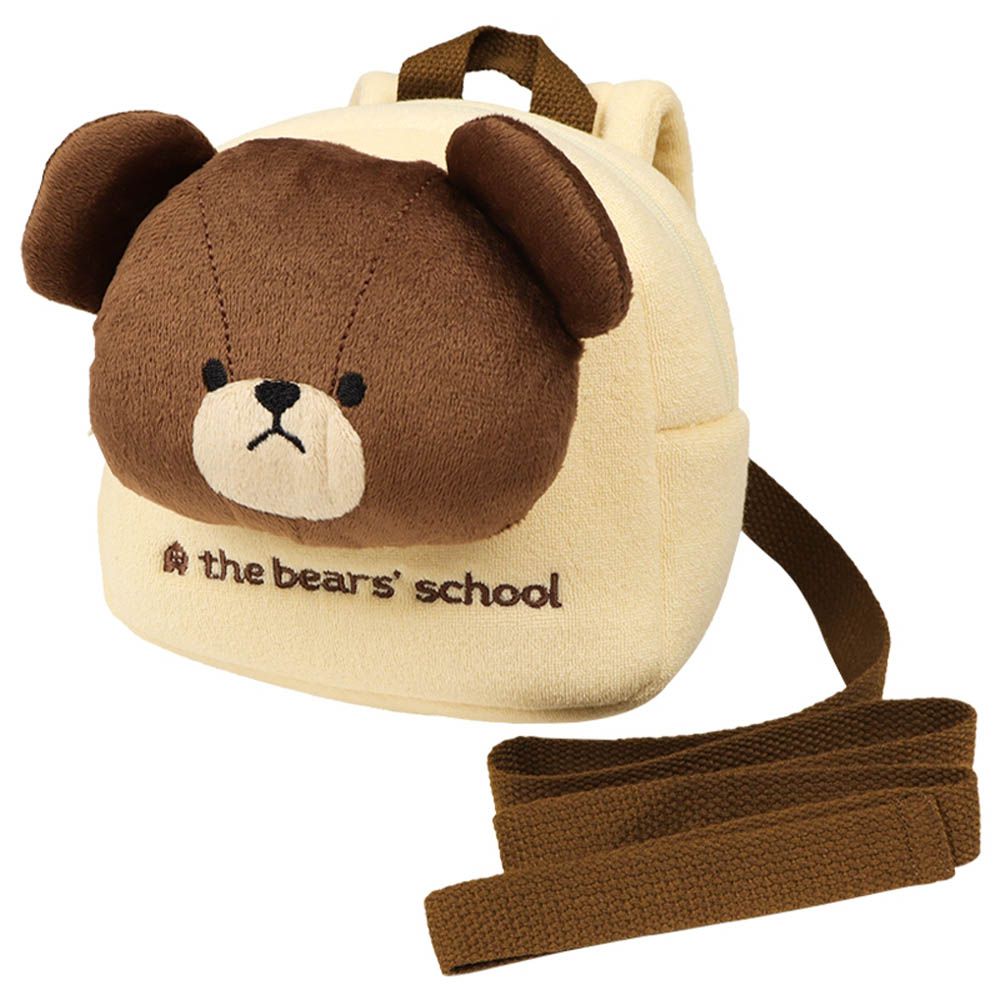 小熊學校背包-附防走失帶-淺卡其色