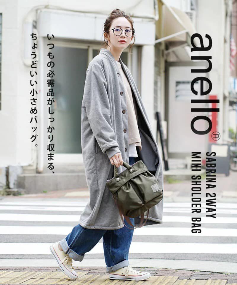 日本 Anello - 2way 高密度尼龍防潑水肩背包-橄欖綠 (26cm×25.5cm×4.5cm)