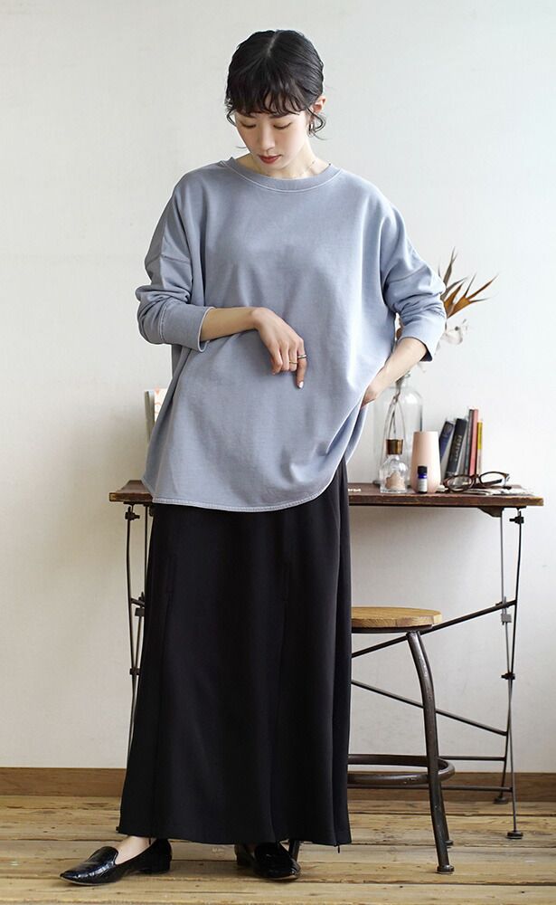 日本 zootie - 100%棉  百搭圓領薄長袖上衣-柳橙橘