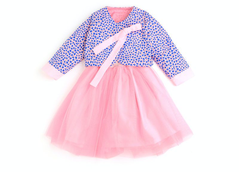 韓國 OZKIZ - (女寶)上下兩件式生活韓服-粉紅