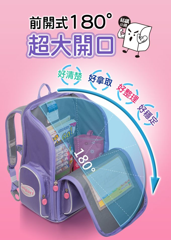 impact 怡寶 - 新一代標準型輕量護脊書包-異想獨角獸|身高130cm以下