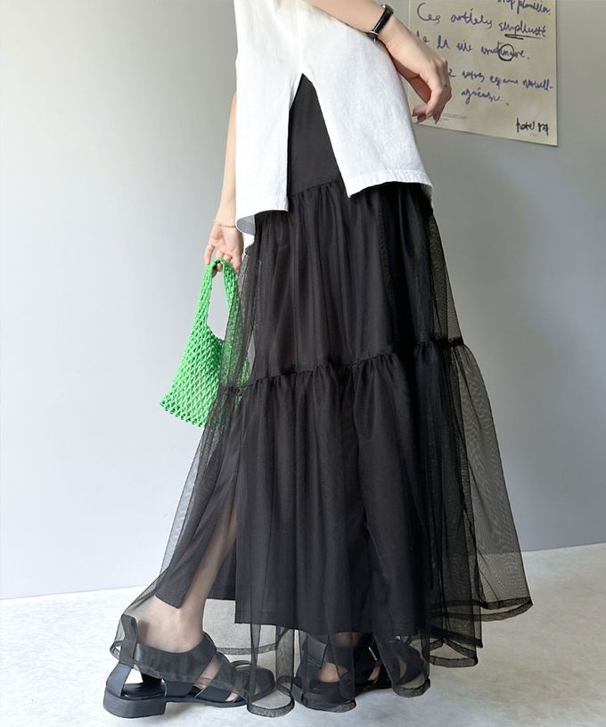 日本 Classical Elf - 百搭浪漫層次澎澎修身紗裙-摩卡