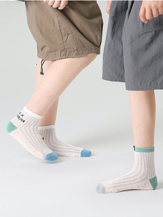 元氣小狗小熊網眼短筒棉襪