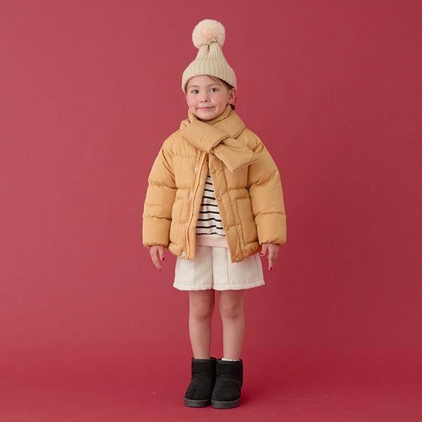 日本 Lycee mine - 馬卡龍色蓬鬆保暖外套(附圍脖)-水藍