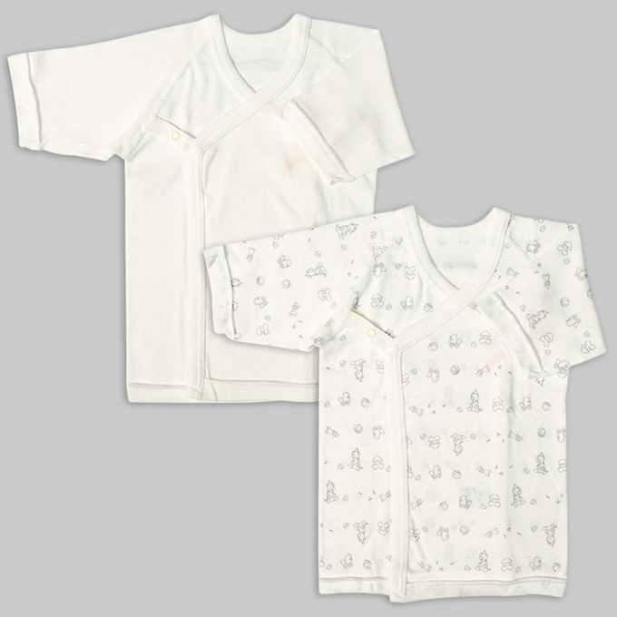 akachan honpo - 長袖肚衣2件組-按扣款 玩具箱-米白色