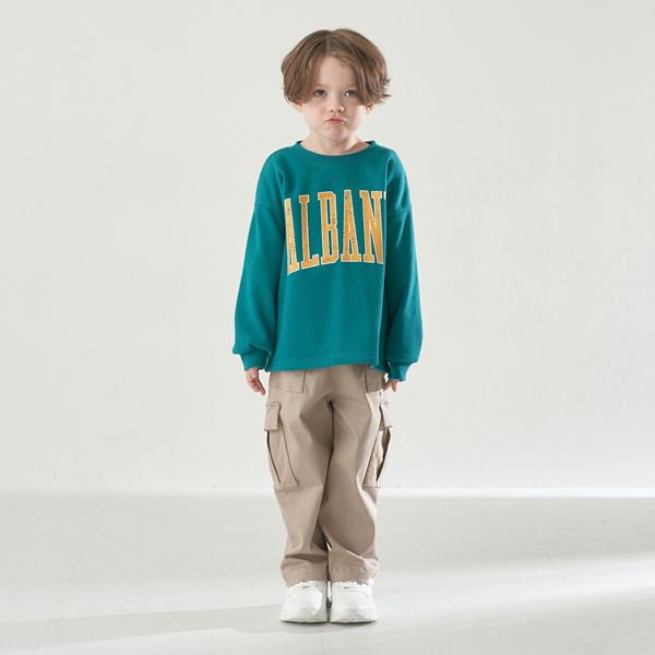 日本 b-ROOM - 裏毛定番英文印花長袖上衣-炭灰