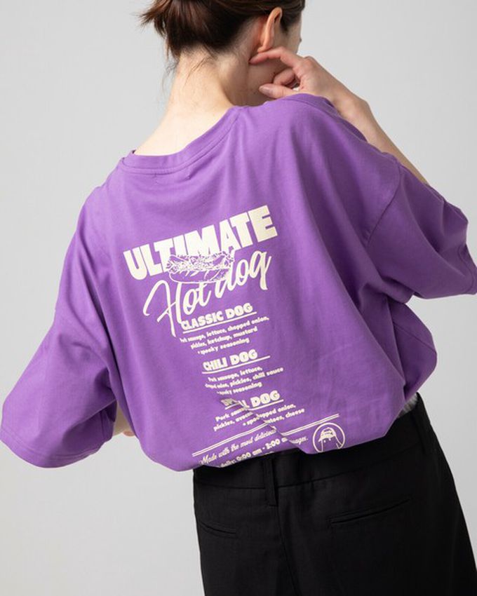 日本 gleam - 幽靈熱狗美式印花寬大風短袖T恤-燕麥灰