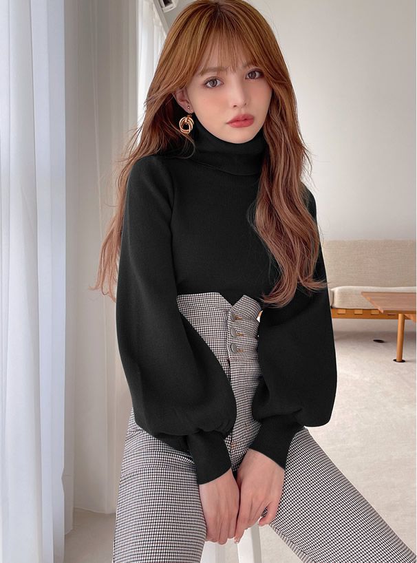 日本 GRL - 後蝴蝶結美型細針織上衣-淺灰藍