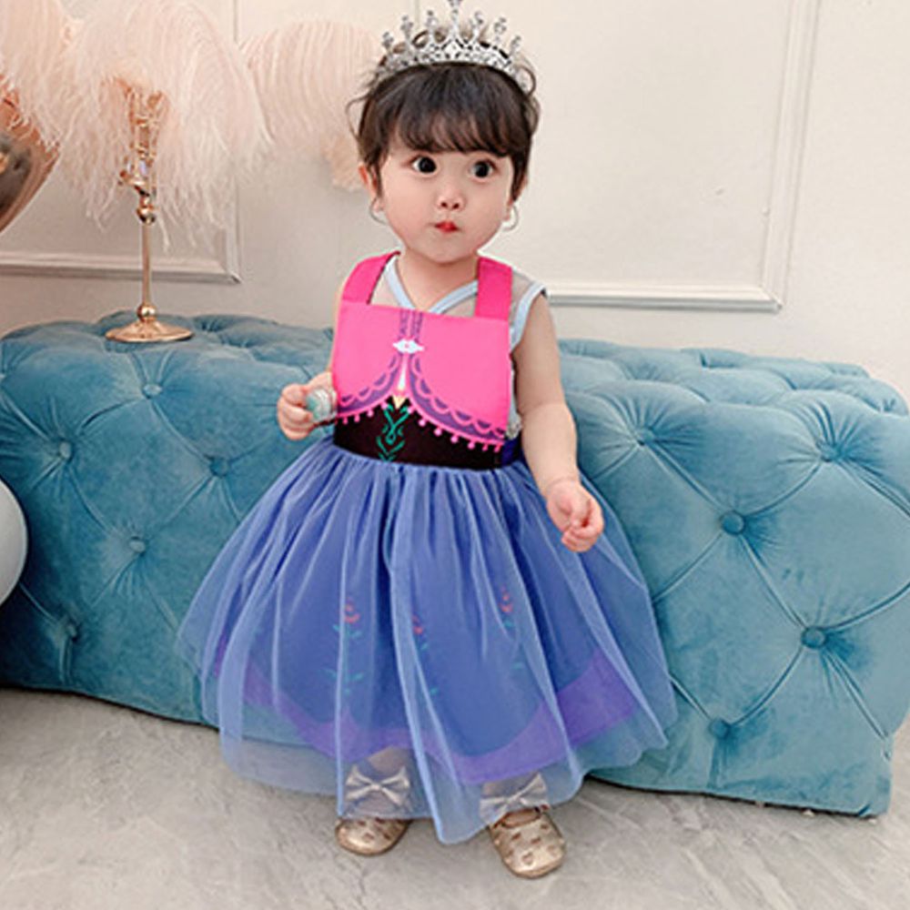 造型公主裙圍裙-粉藍色