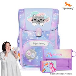 Tiger Family - 飛躍超輕量護脊書包Pro 2S -雲朵小貓(亮片款)-(贈品：文具2件(文具組+作業袋)-雲寶&碧琪)-花色送完以其他樣式替代 不另行通知