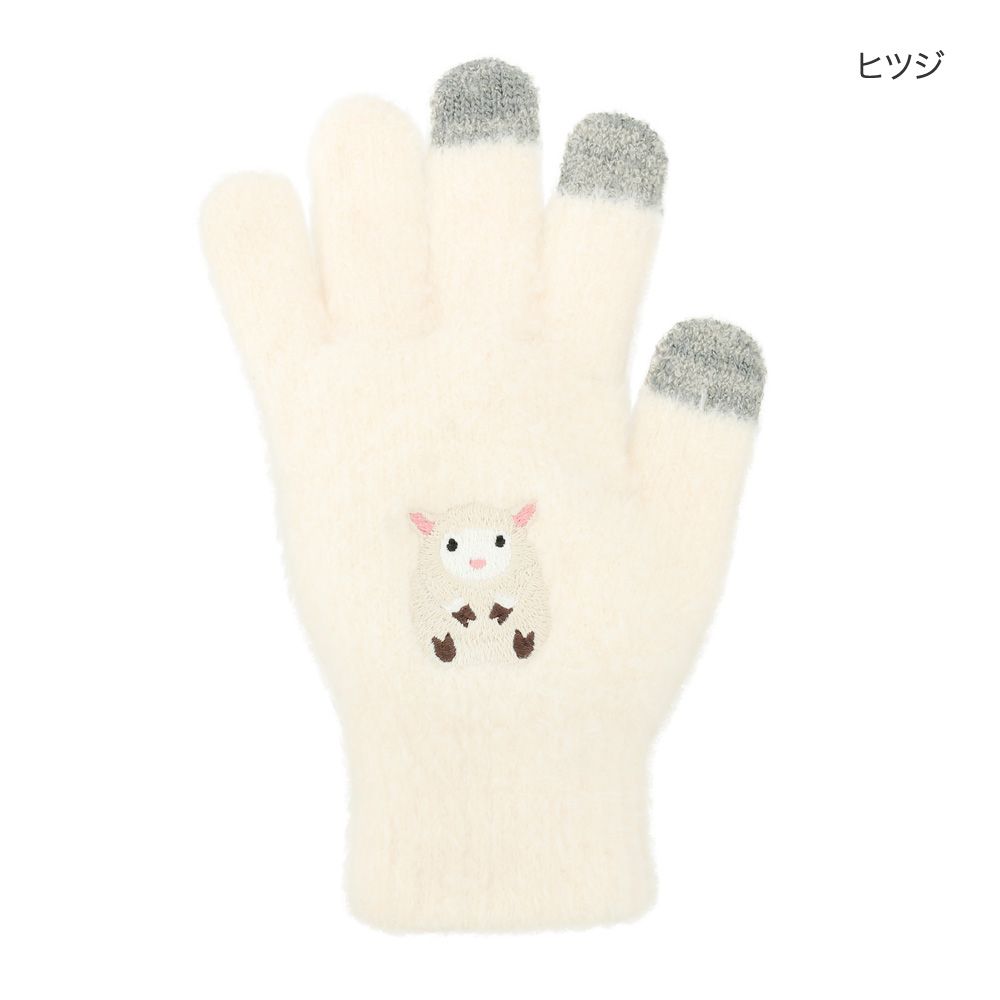 日本 TOMO - 大人可觸控短絨保暖手套-小刺蝟-紅棕