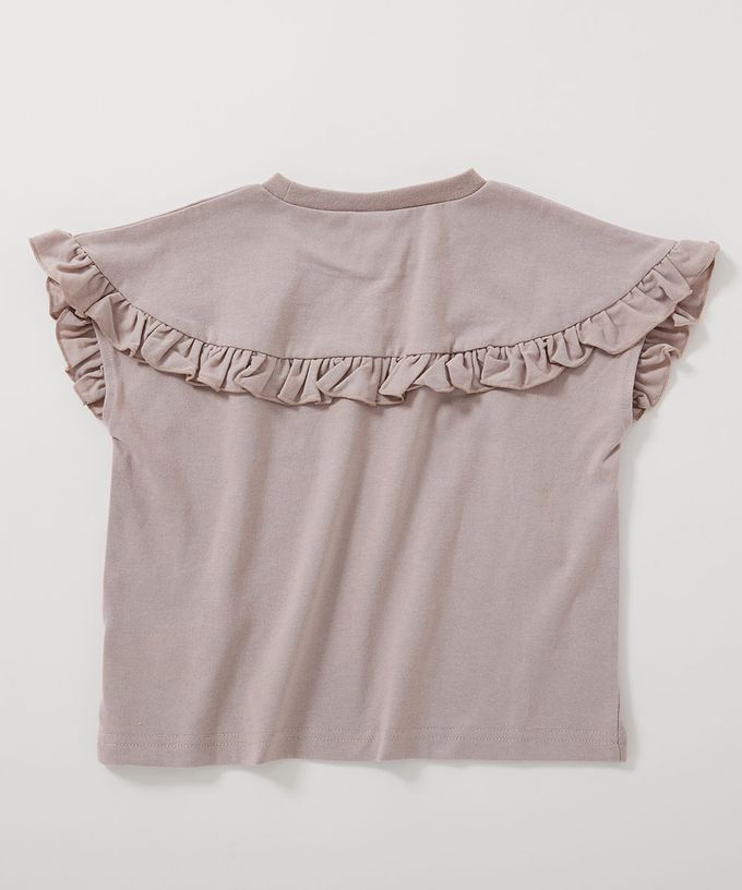 日本 devirock - 可愛女孩短袖上衣-側邊荷葉-白