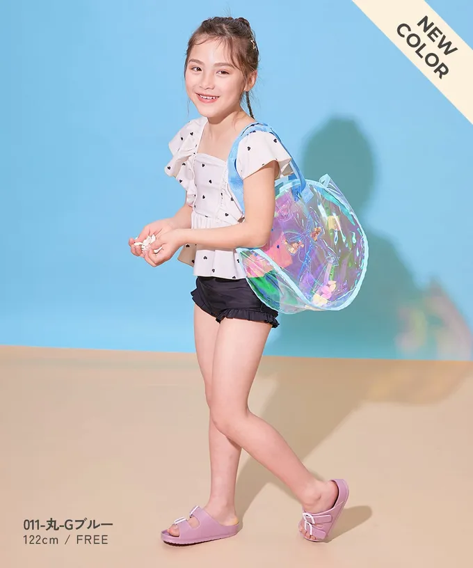 日本 devirock - 獨角獸色系閃亮PVC游泳/玩水包-櫻桃-橘x粉