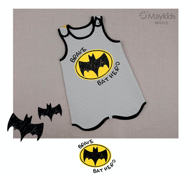 韓國 Maykids - 有機棉鋪棉保暖防踢被-灰色蝙蝠