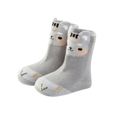 JoyNa - 3雙入-立體耳朵踝襪 童襪(底部止滑)-灰色樹懶+隨機2雙