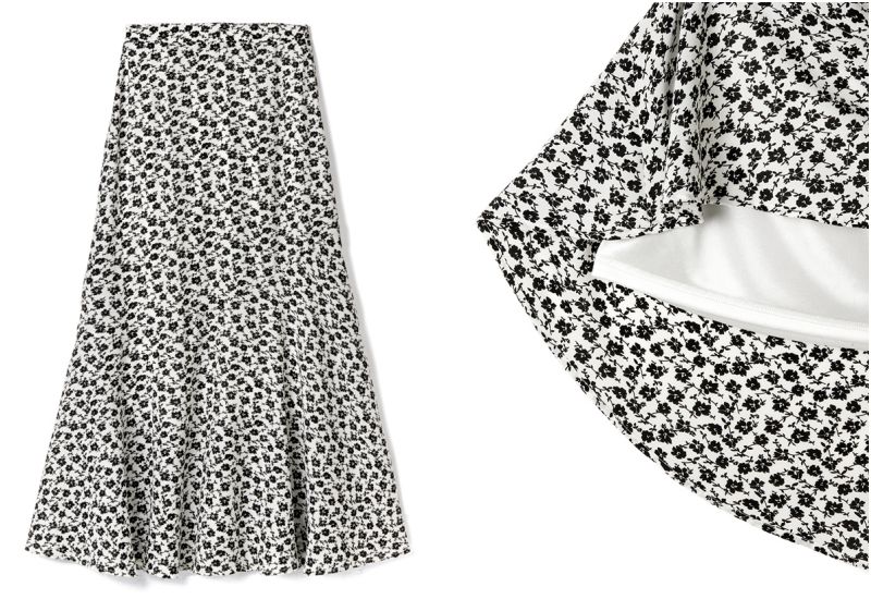 日本 GRL - 復古碎花長裙-白底