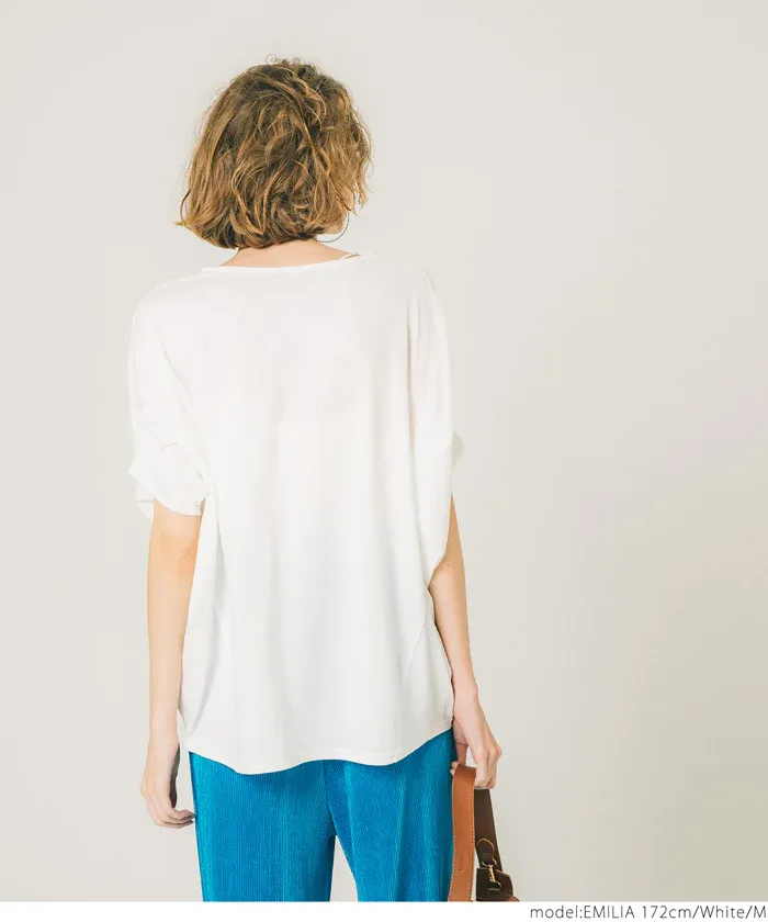 日本 COCA - 透氣百搭圓領飛鼠袖上衣-條紋-綠白