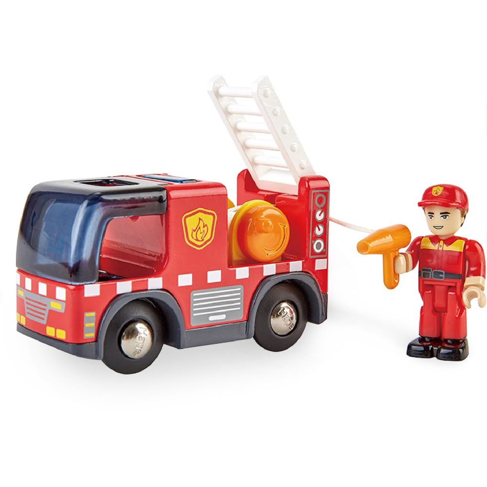 德國 Hape - 警笛消防玩具車(可與Hape軌道系列相容)