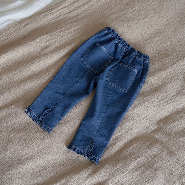 日本 Lycee mine - 彈力舒適荷葉邊七分褲-象牙白