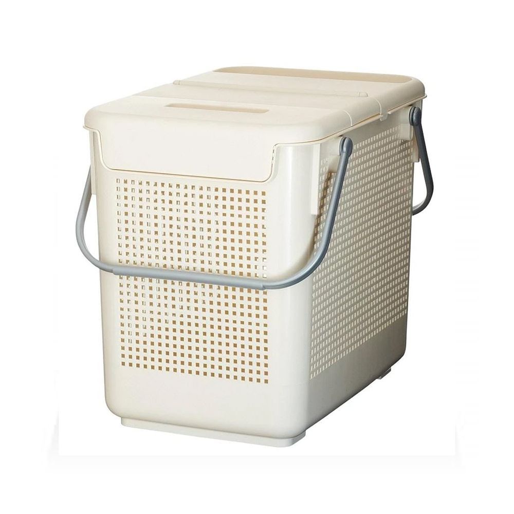 日本LIKE IT - 可堆疊含蓋多功能收納洗衣籃(單入)-米白色
