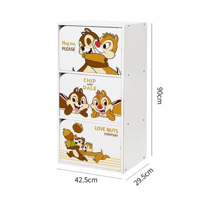 收納王妃 - 迪士尼 Disney【奇奇蒂蒂經典款】三層收納櫃 三層三門櫃雙層櫃 收納櫃 木櫃 書櫃