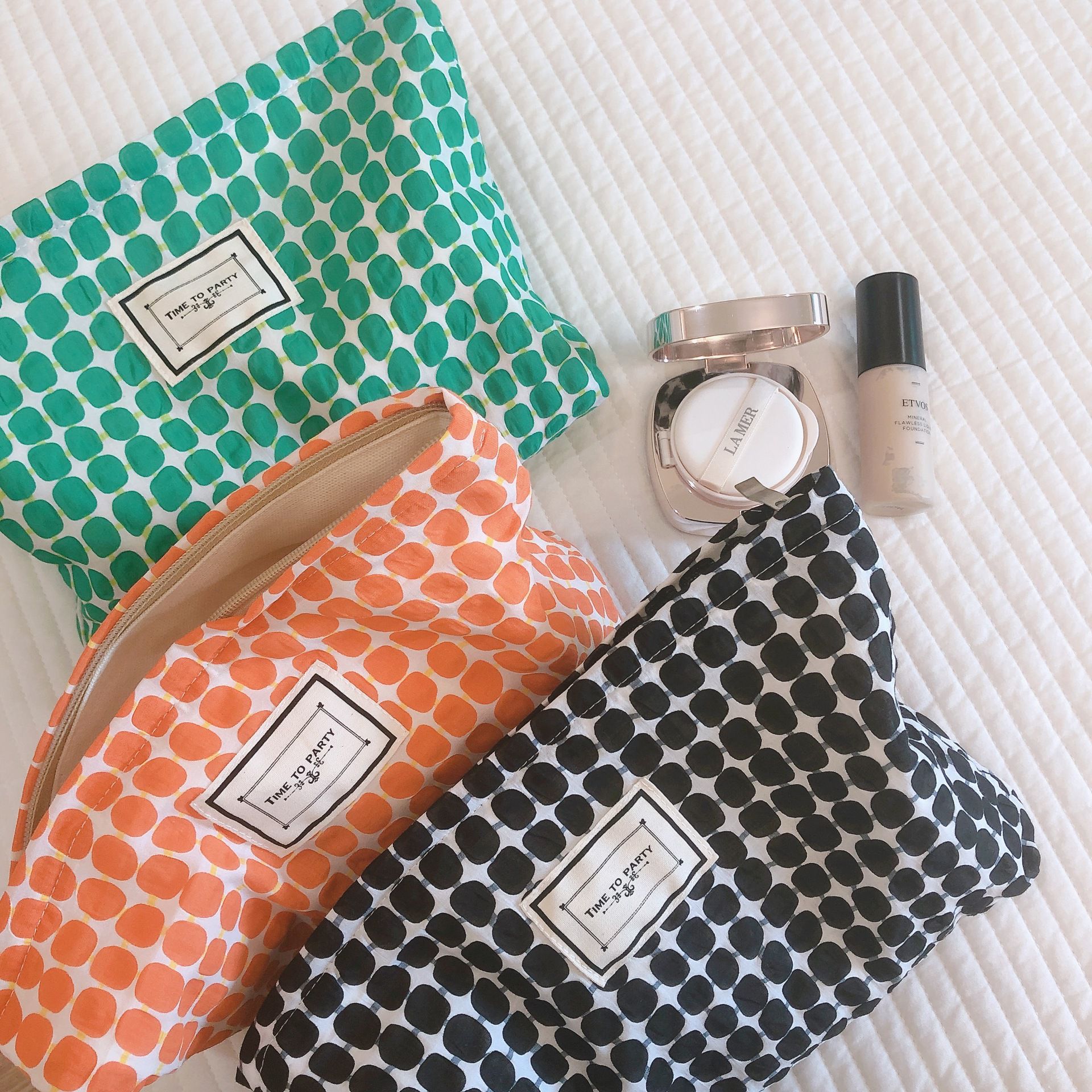 時尚幾何棉布小包/收納包-方形幾何-橘色 (27x18x5cm)