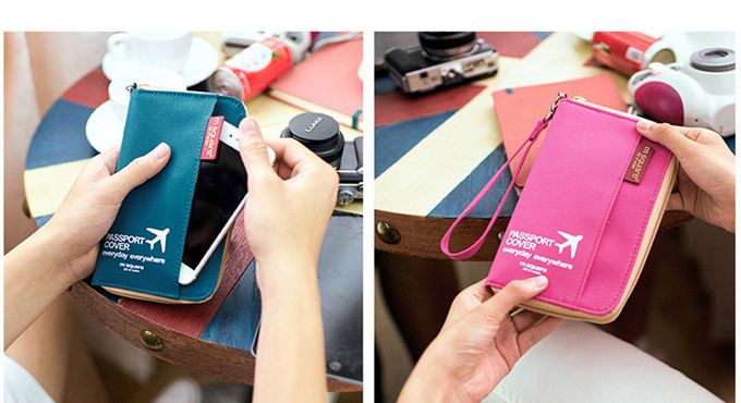 M Square - 短版拉鍊錢票護照夾-點點粉