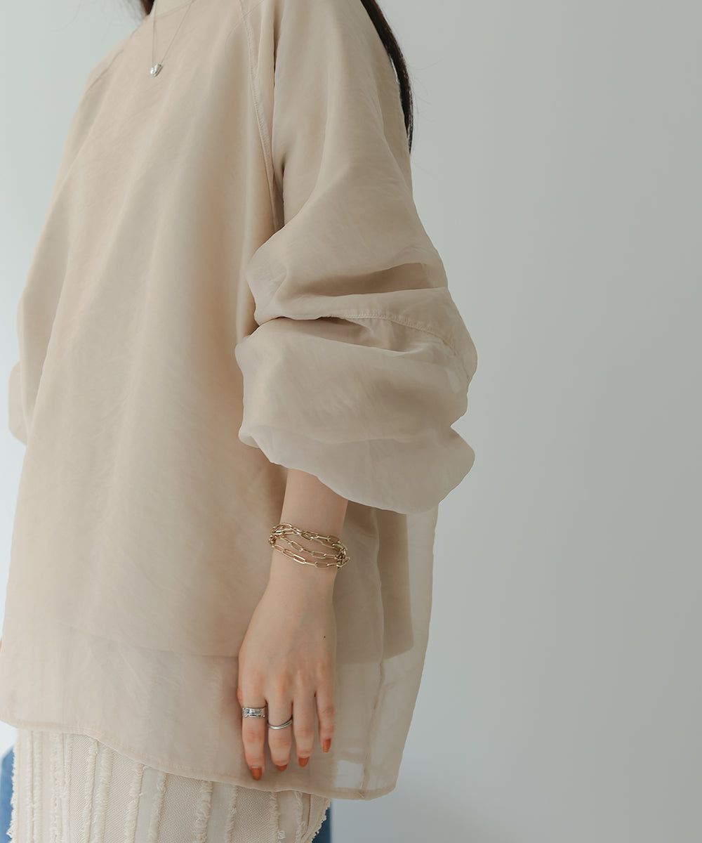 日本 Bab - [推薦]薄紗層次精緻女孩長袖上衣-淺卡其